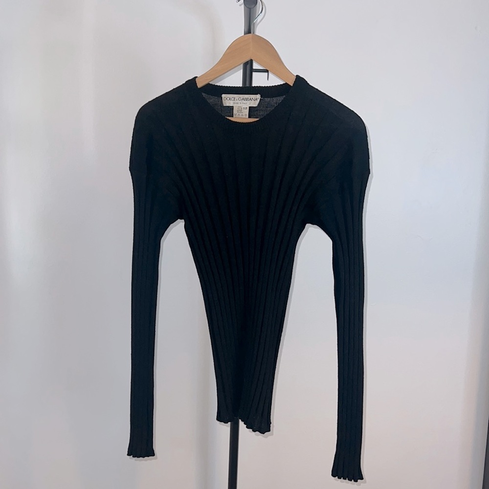 Dolce & Gabbana Men’s Ribbed Sweater, Black, 52 IT(X-Large), Excellent Condition